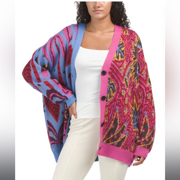 FARM Rio Sweaters - FARM RIO Mixed Printed Button Down Cardigan